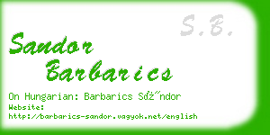 sandor barbarics business card